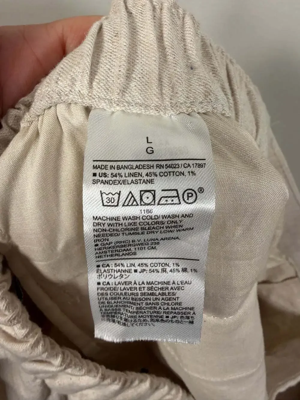 Banana Republic Hayden Wide Leg Linen Pants Size Large Pull On Neutral Coastal
